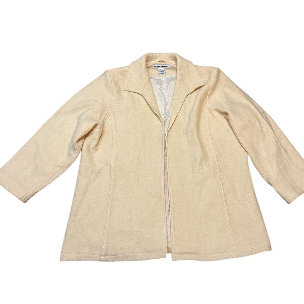 Irvine Park Women's Cream Wool Blazer 3XL‎ Plus Size Mid-Length Jacket
